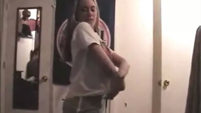 Stripping for friends at a party