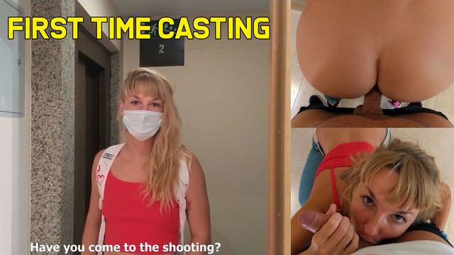 Blonde’s first orgasm at porn casting