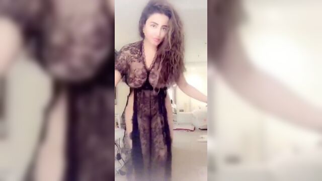 Sexy Curvy Arab Dancing Naked in See-Through Dress