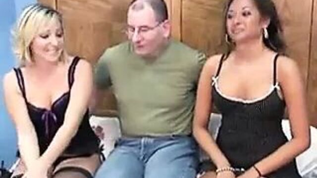 Ugly old geek bangs 2 college girls