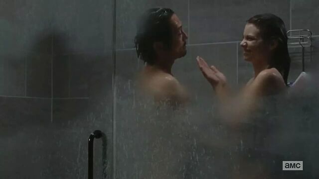 AMWF Lauren Cohan USA Woman Interracial Shower Korean Man