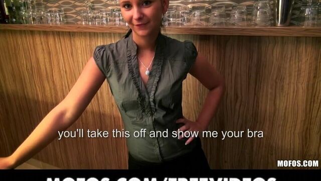 Stunning Czech bartender is paid for a sex session at work