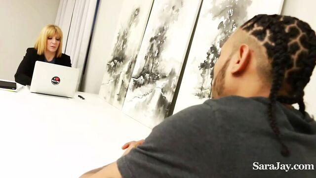 PAWG Office Cougar Sara Jay Milks Her Hard Cock Coworker!