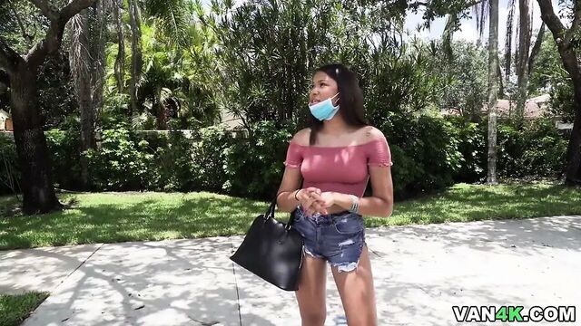 Cute little brown skinned chick drilled