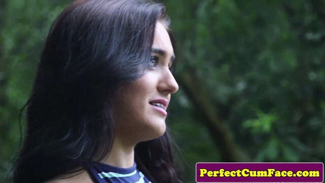 Outdoor brit cocksucking for facial cumshot