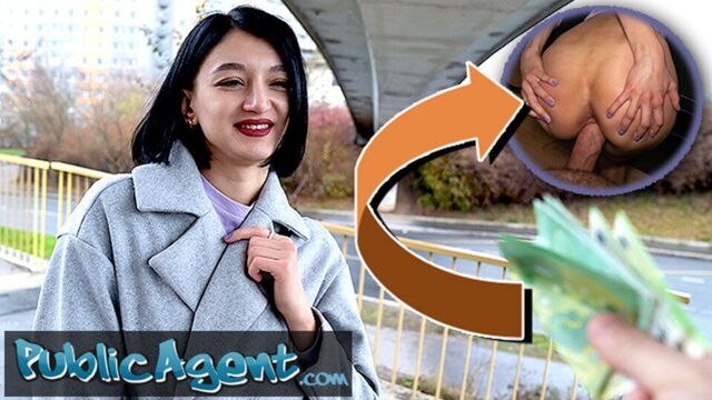 Public Agent Cute little Russian loves to ride cowgirl on a big fat cock