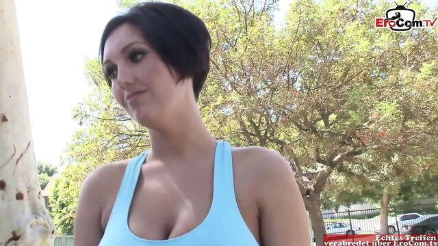 Busty Yoga Milf with perfect tits picked up in the park
