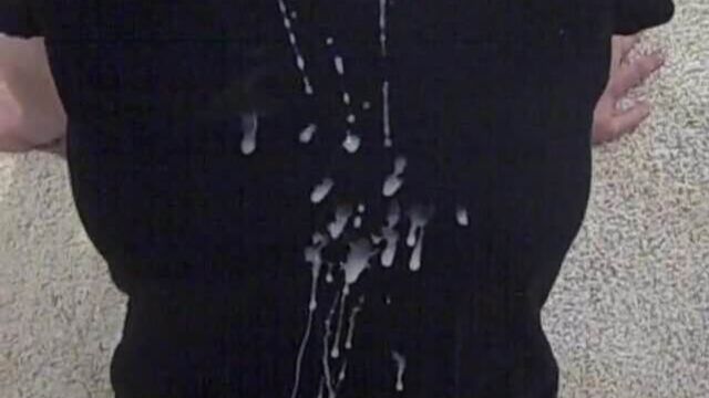 Cumming on her black shirt