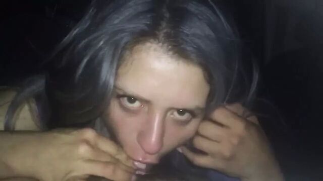 MILF eats all of his cock