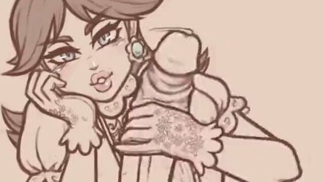 Princess Daisy Jerks Off A Huge Cock!