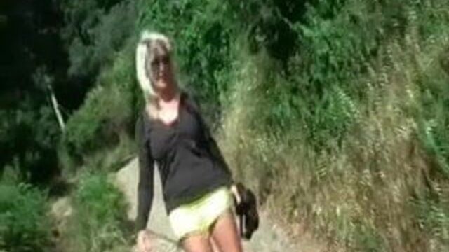 Hot blonde MILF with shaved pussy public nudity collection