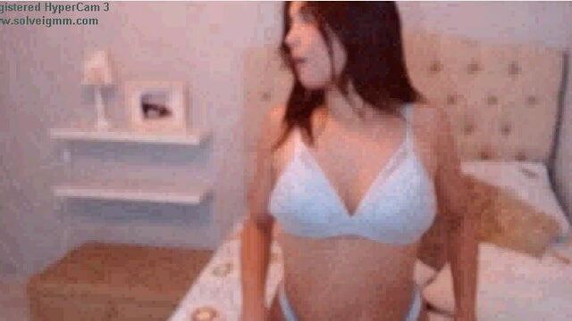 Girl change bralette to a sheer top