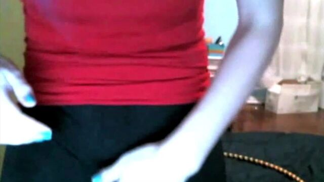 Cute girl wearing black cycle shorts showing cameltoe