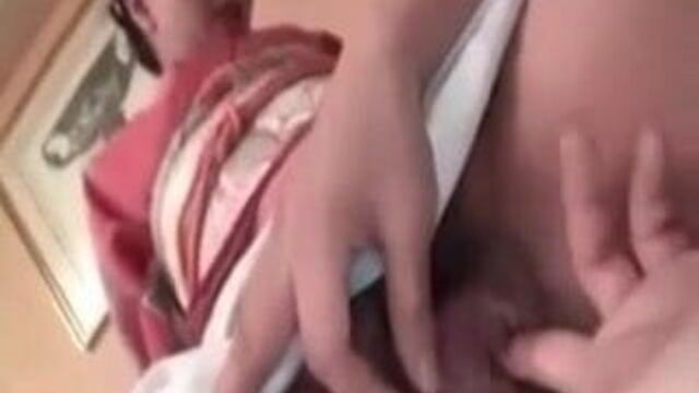 Uncensored Japanese sex - traditional geisha with hairy puss