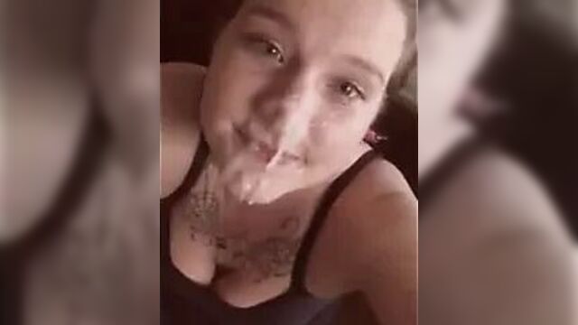 Grey eyed tattooed cleavage gf good facial